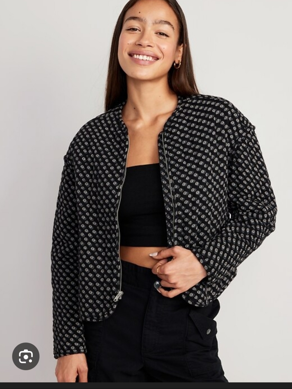 Old Navy‎ Black Dot-Print Bomber Jacket
